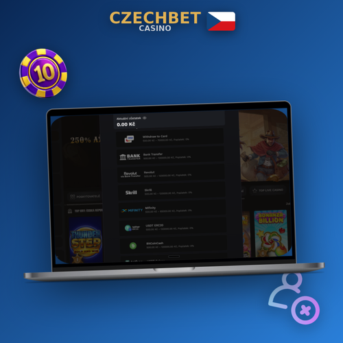 Czechbet Casino pro PC zobrazuje katalog slotů na monitoru v tmavém rozhraní