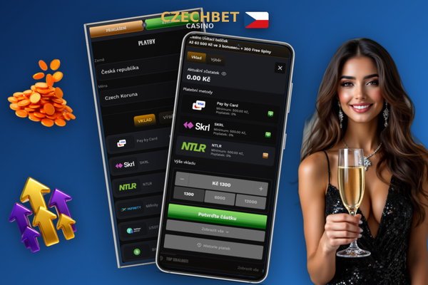 Pokladna Czechbet Casino s polem pro promo kód a potvrzením připsání bonusu k vkladu