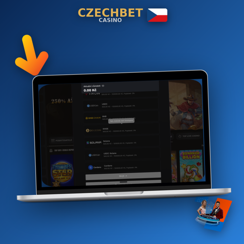 Czechbet Casino výběr výher – peněženka, mince CZK a otevřená pokladna kasina